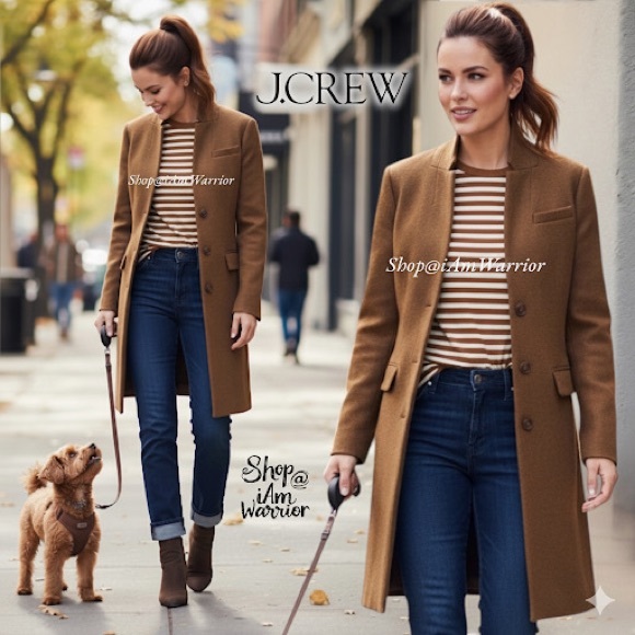 J. Crew Jackets & Blazers - J.Crew olive brown Regent double serge wool topcoat *shop@iamwarrior